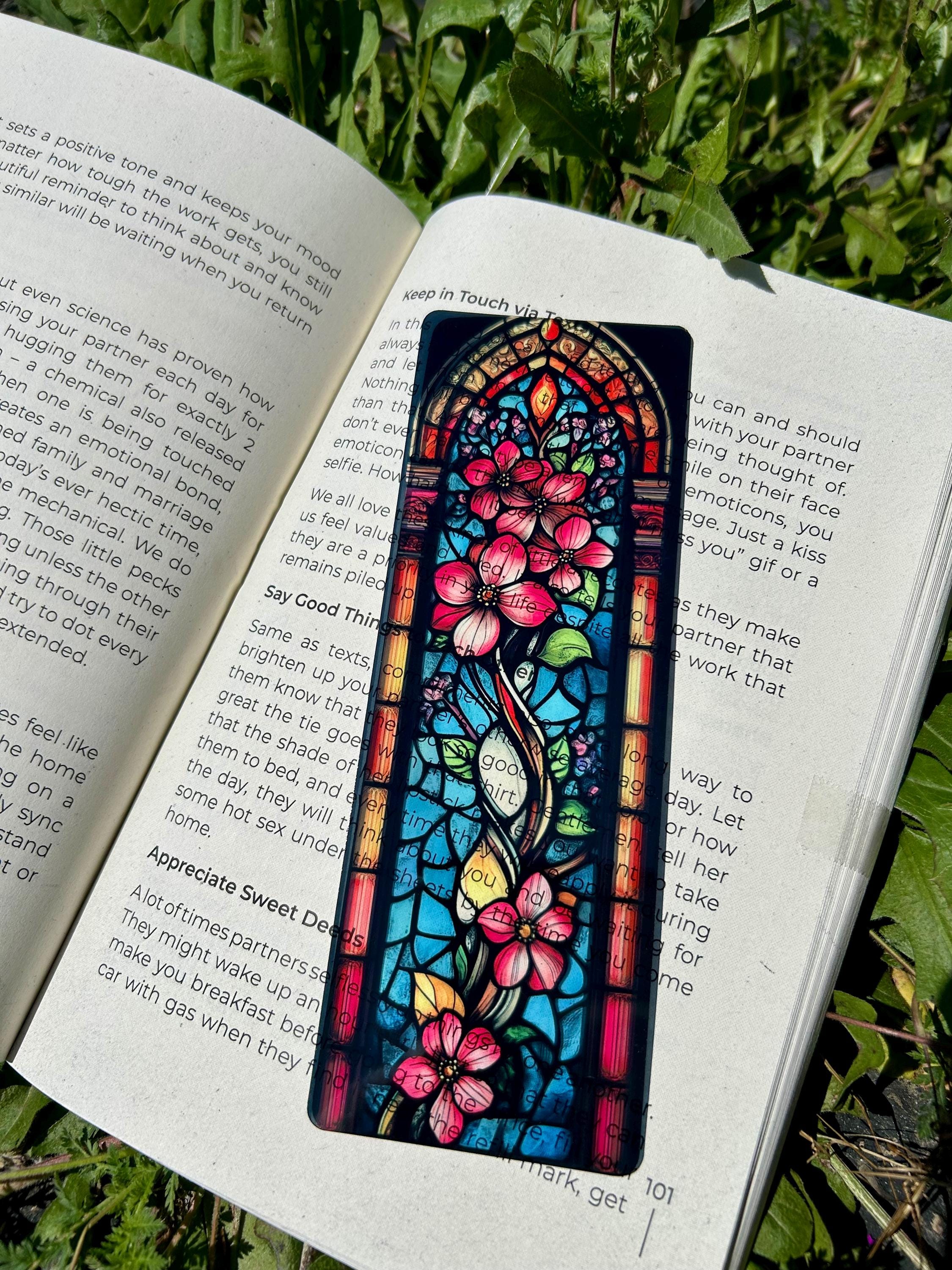 Stained Glass Flower Bookmark
