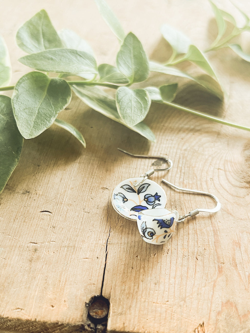 Tea Cup Earrings - Blue