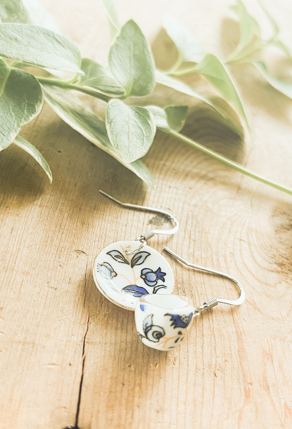 Tea Cup Earrings - Blue