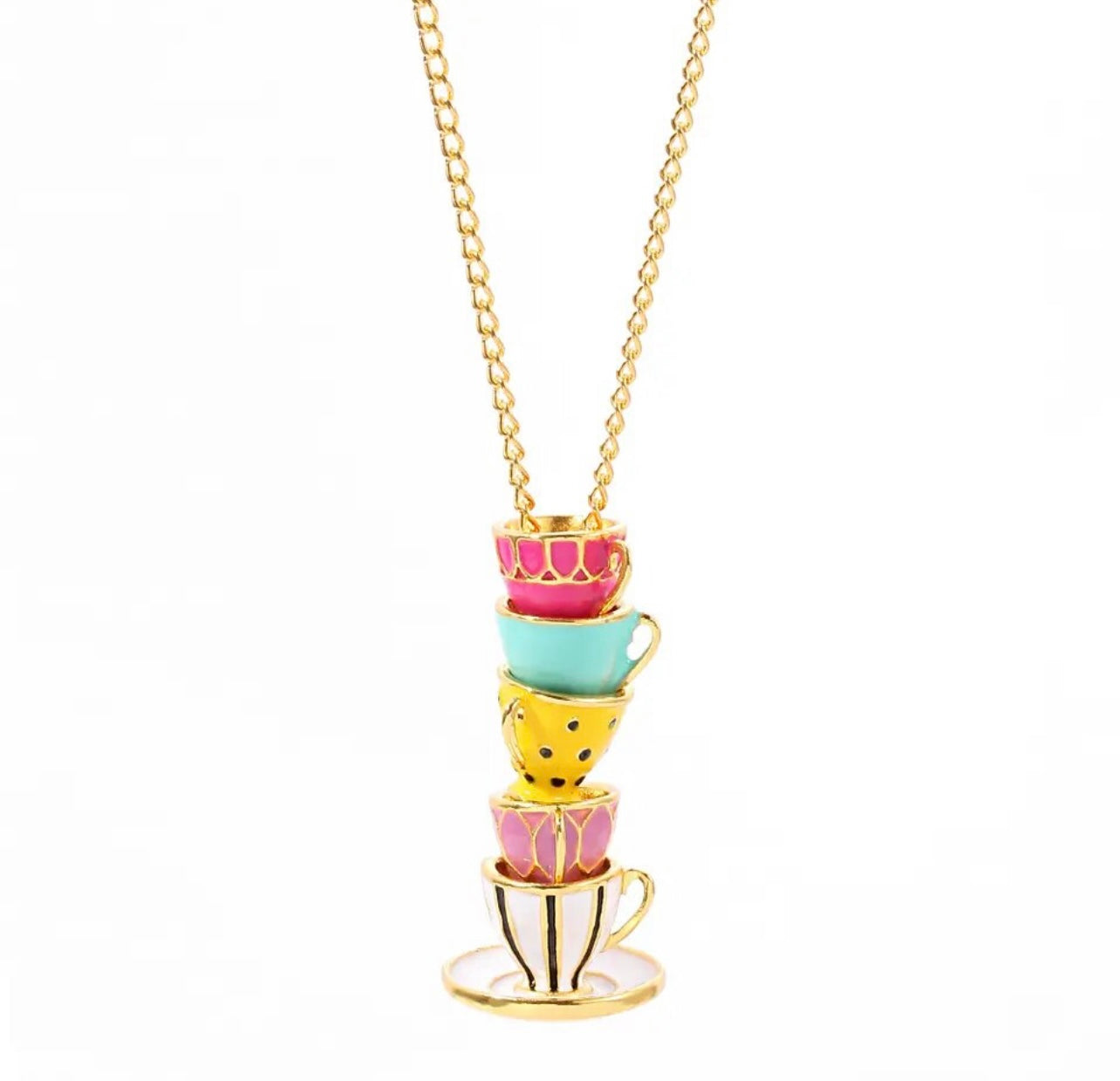 Mad Hatter Tea Cup Necklace - Light