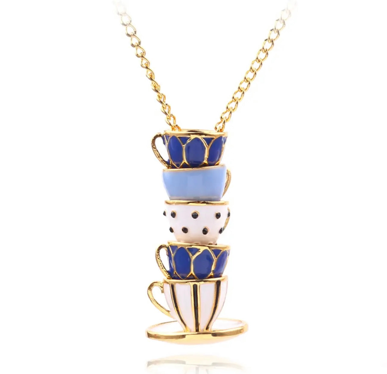 Mad Hatter Tea Cup Necklace - Dark
