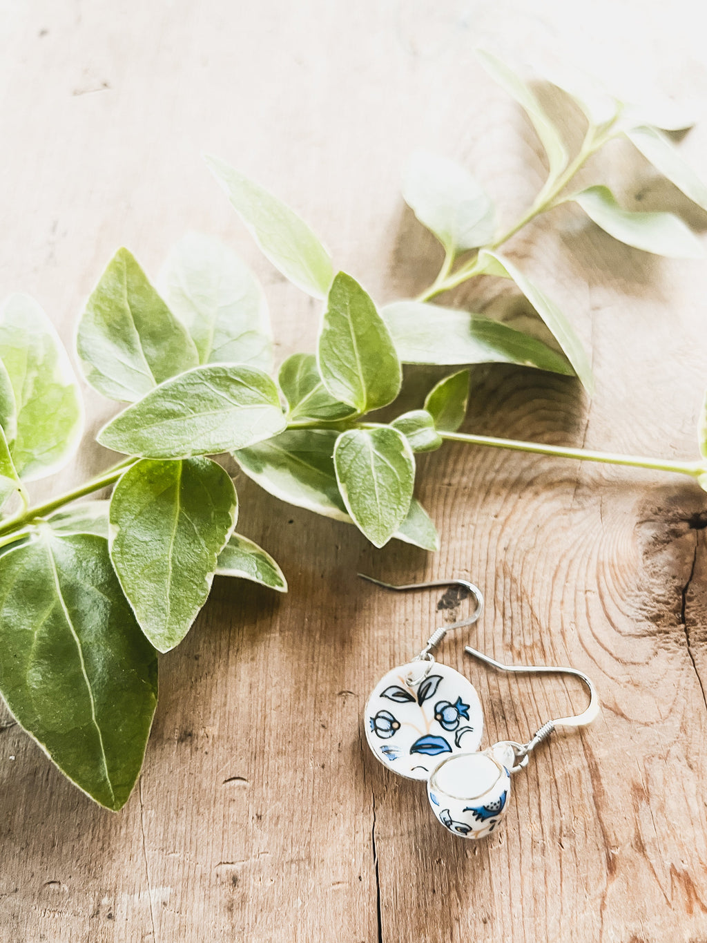 Tea Cup Earrings - Blue