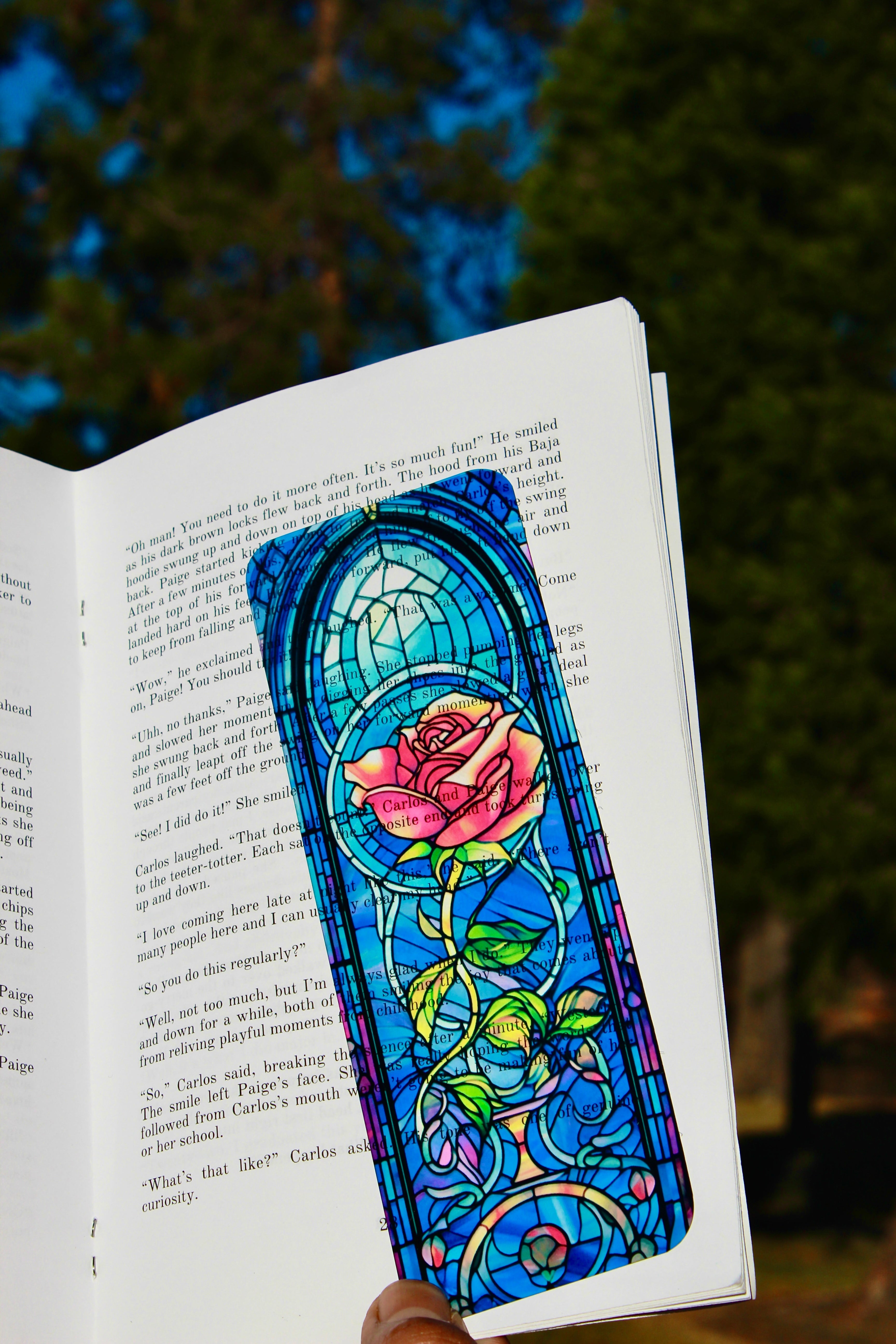 Stained Glass Rose Bookmark