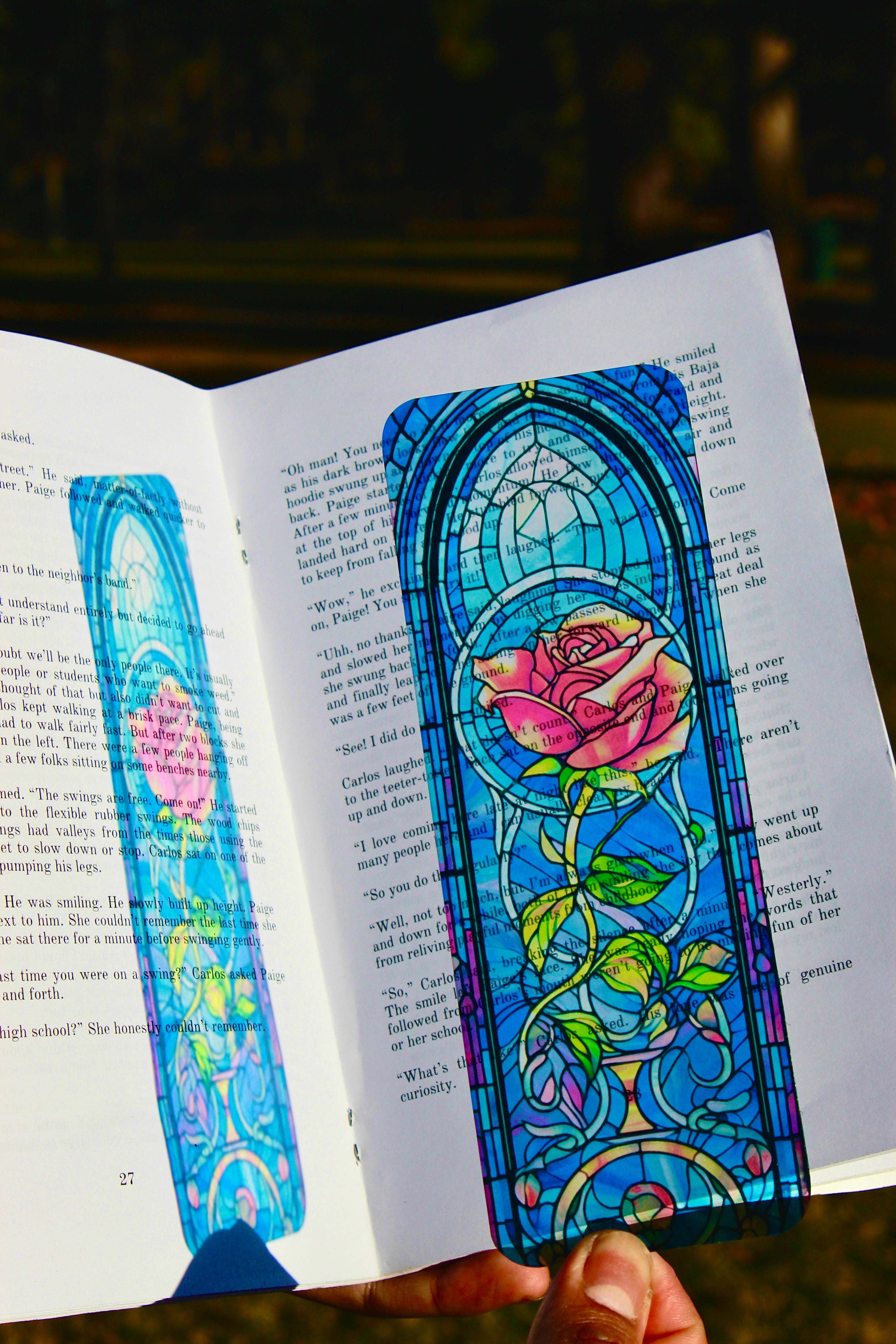 Stained Glass Rose Bookmark