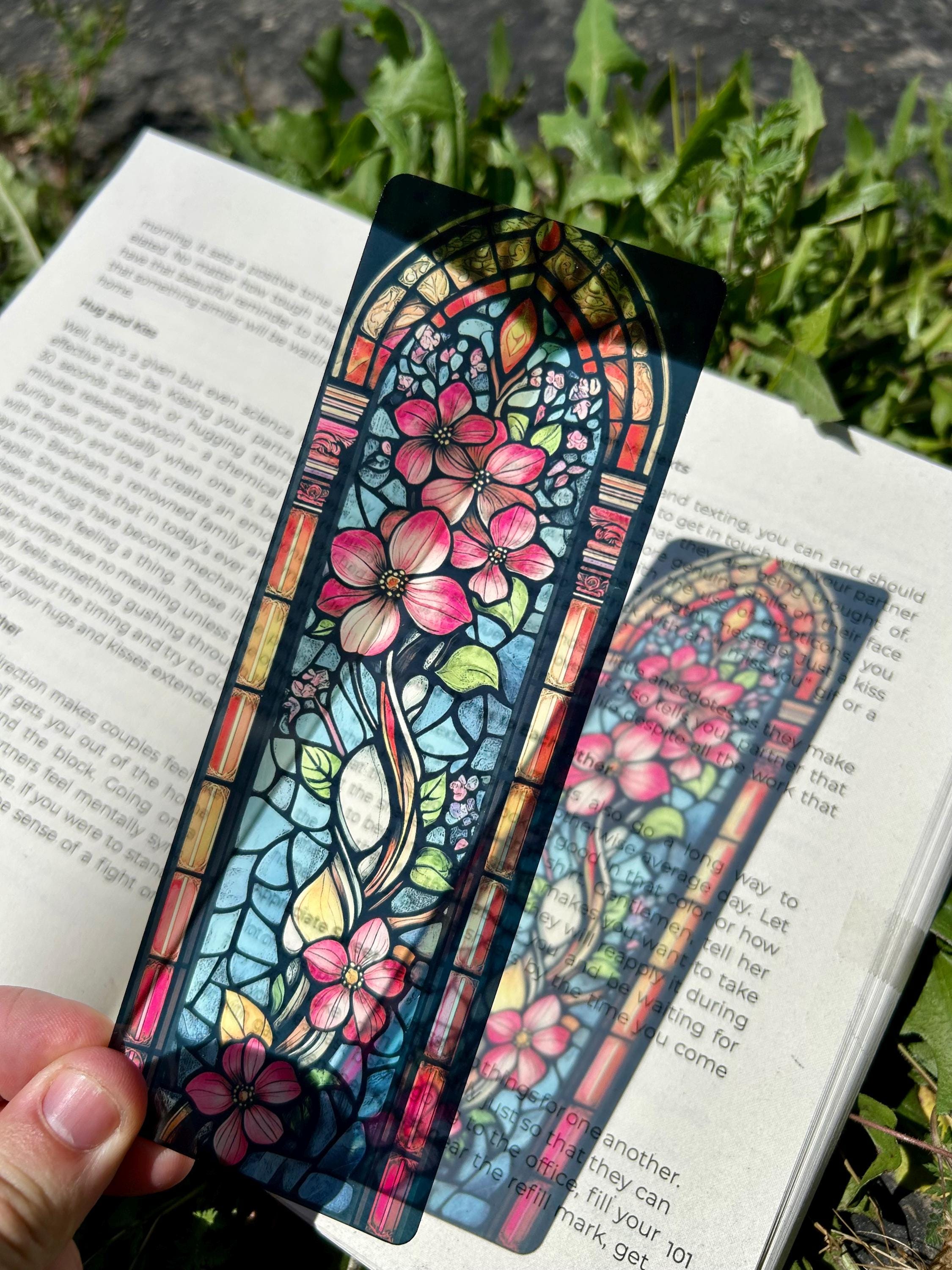 Stained Glass Flower Bookmark