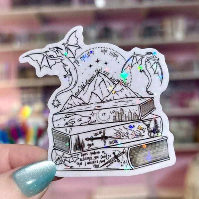 Romantasy Inspired Books and Quotes Sticker